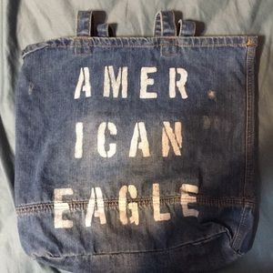 LARGE DENIM AMERICAN EAGLE TOTE